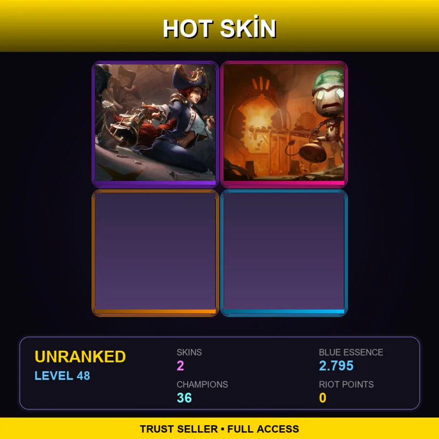 OCE | Lv48 | Unranked | 2 Skin | 36 Champ — Unranked / Smurf League of Legends