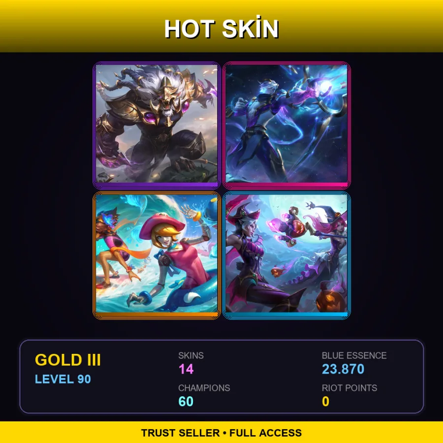 LAS | Lv90 | Gold III | 14 Skin | 60 Champ