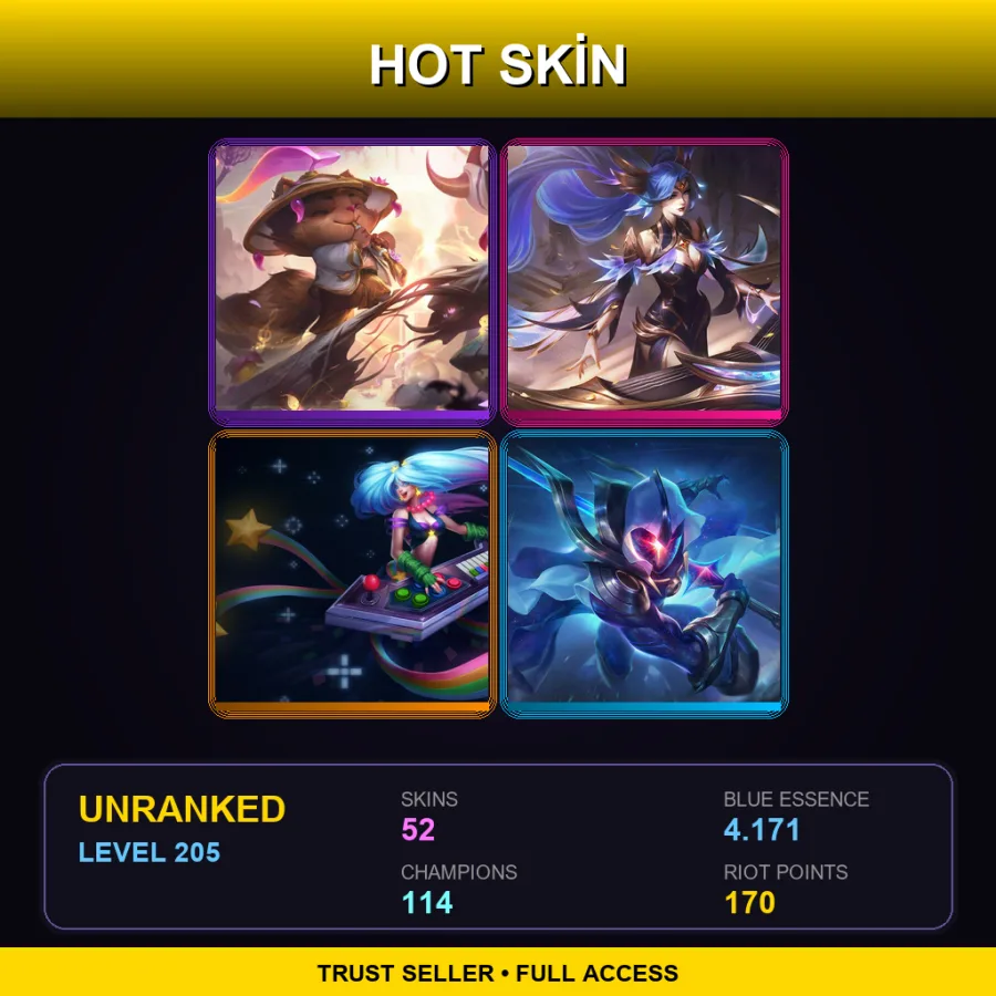 EUNE | Lv205 | Unranked | 52 Skin | 114 Champ