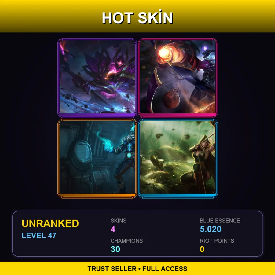 EUNE | Lv47 | Unranked | 4 Skin | 30 Champ