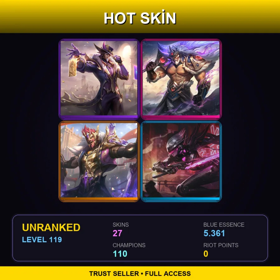 LAN | Lv119 | Unranked | 27 Skin | 110 Champ