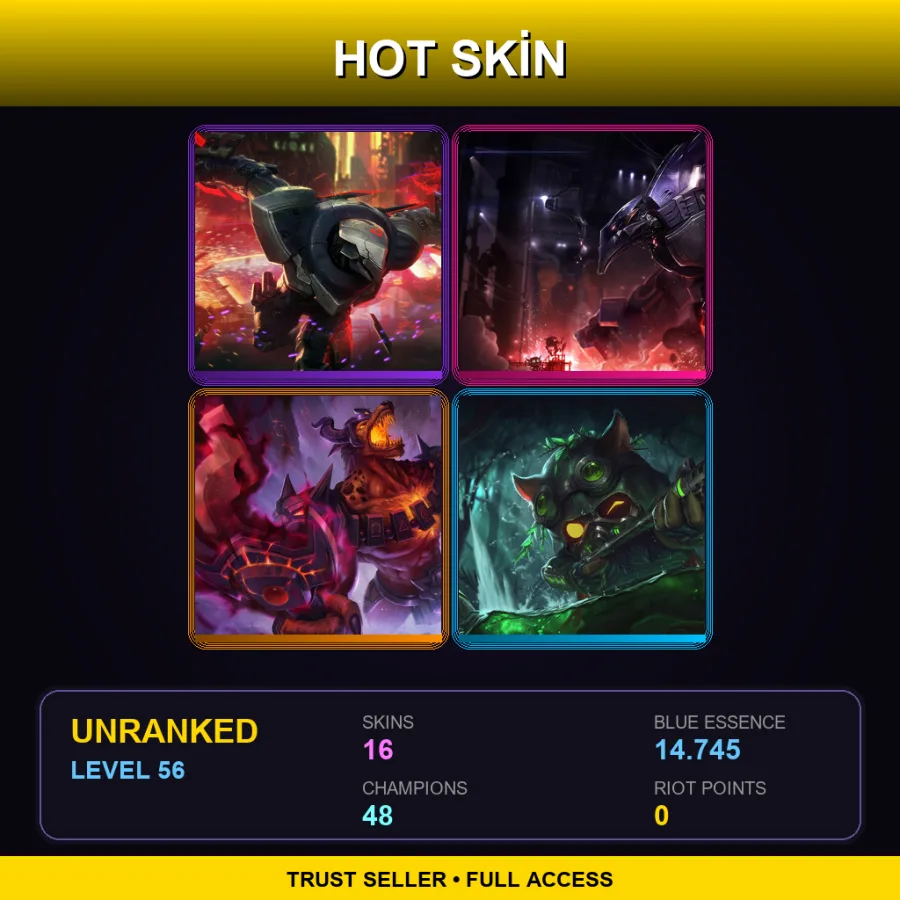 EUNE | Lv56 | Unranked | 16 Skin | 48 Champ — Infernal Nasus