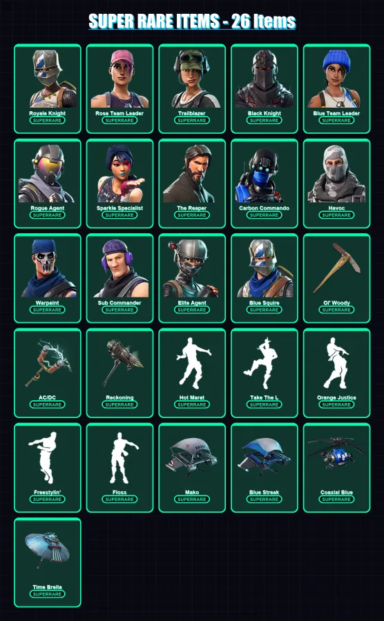 [PC/XBOX] | Royale Knight | Rose Team Leader | Trailblazer | Black Knight | Blue Team Leader | 85 skin | 83 pickaxe | 85 emote | 95 glider | Lv1249