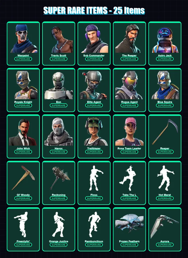 [PC/XBOX/PSN] | Warpaint | Travis Scott | Sub Commander | The Reaper | Astro Jack | 213 skin | 127 pickaxe | 141 emote | 114 glider | Lv854