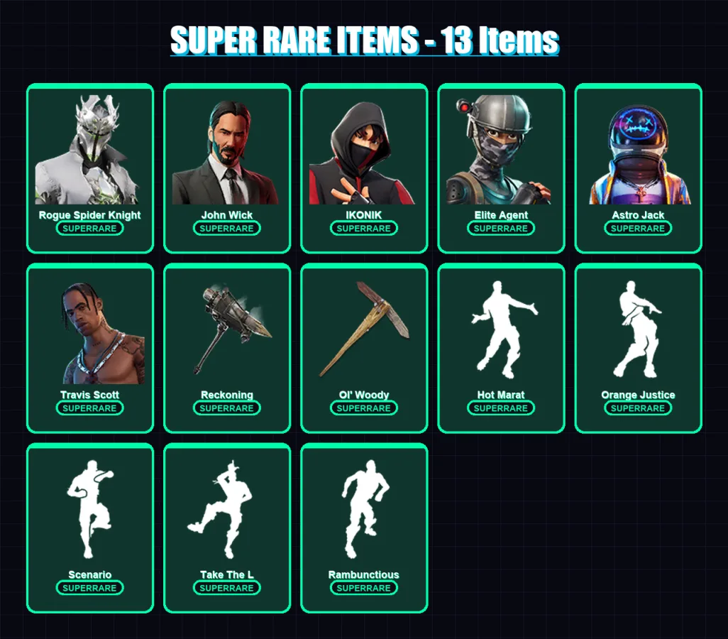 [PC/XBOX/PSN] | Rogue Spider Knight | John Wick | IKONIK | Elite Agent | Astro Jack | 303 skin | 275 pickaxe | 258 emote | 210 glider | Lv3663