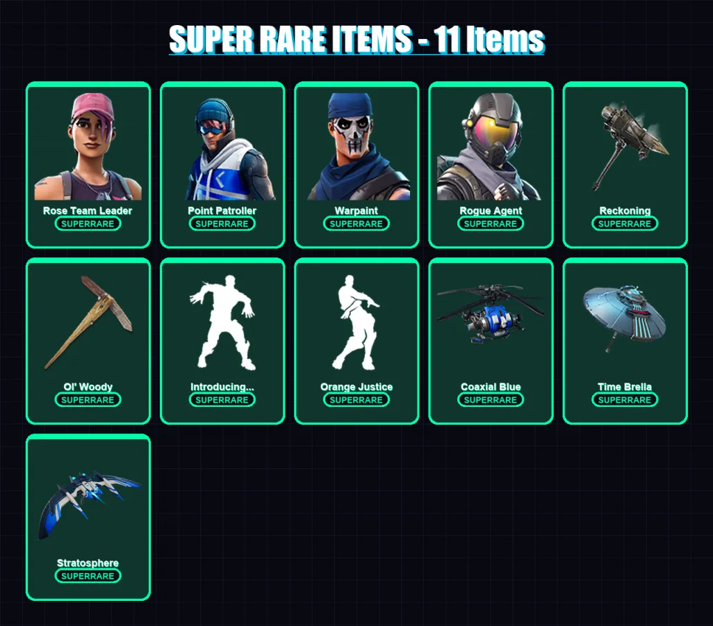 [PC/XBOX] | Rose Team Leader | Point Patroller | Warpaint | Rogue Agent | Gear Specialist Maya | 54 skin | 88 pickaxe | 63 emote | 83 glider | Lv143