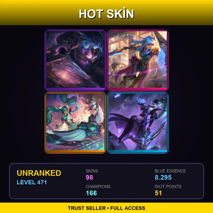 LAS | Lv471 | Unranked | 98 Skin | 166 Champ