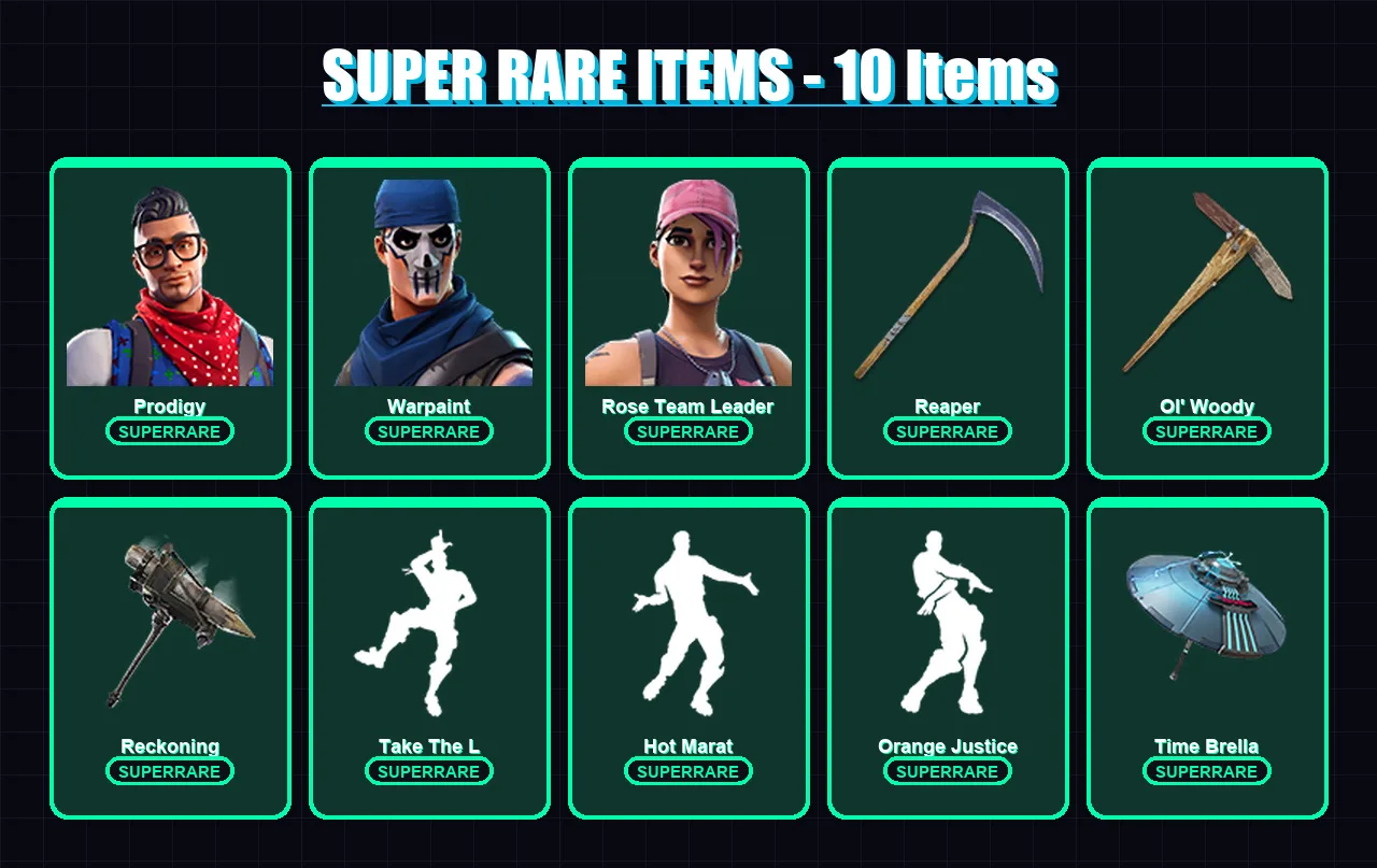 [PC/XBOX] | Prodigy | Warpaint | Rose Team Leader | Frozen Love Ranger | Kymera | 78 skin | 90 pickaxe | 101 emote | 90 glider | Lv1677