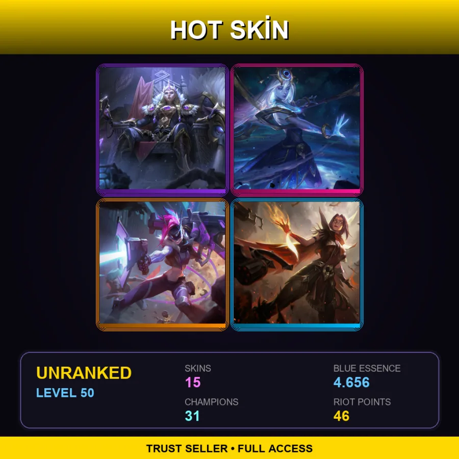 EUW | Lv50 | Unranked | 15 Skin | 31 Champ — LoL account