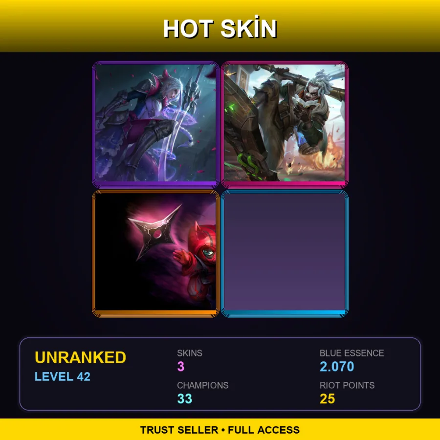 EUNE | Lv42 | Unranked | 3 Skin | 33 Champ
