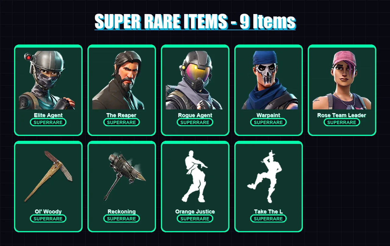 [PC/PSN] | Elite Agent | The Reaper | Rogue Agent | Warpaint | Rose Team Leader | 35 skin | 34 pickaxe | 29 emote | 36 glider | Lv350 — Fortnite account