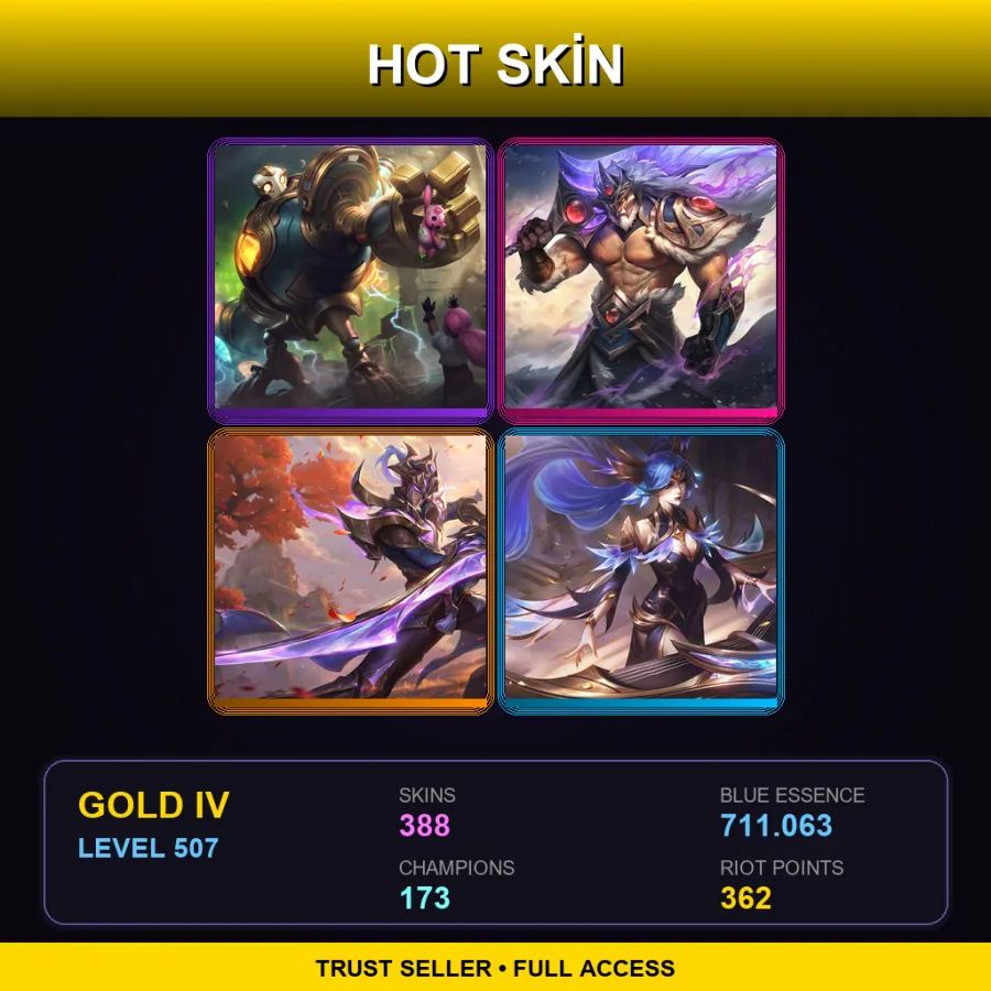 TW | Lv507 | Gold IV | 388 Skin | 173 Champ
