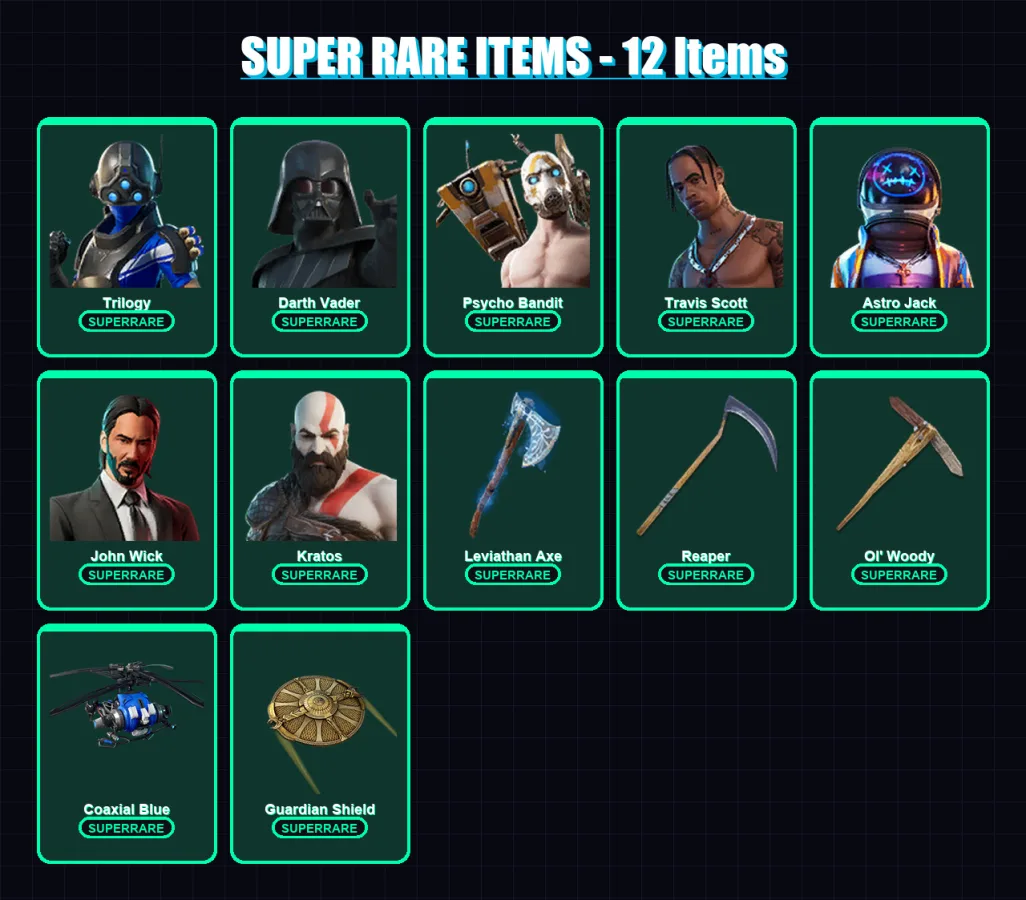 [PS4/PS5/PC] | Trilogy | Darth Vader | Psycho Bandit | Travis Scott | Astro Jack | 219 skin | 169 pickaxe | 164 emote | 115 glider | Lv1555
