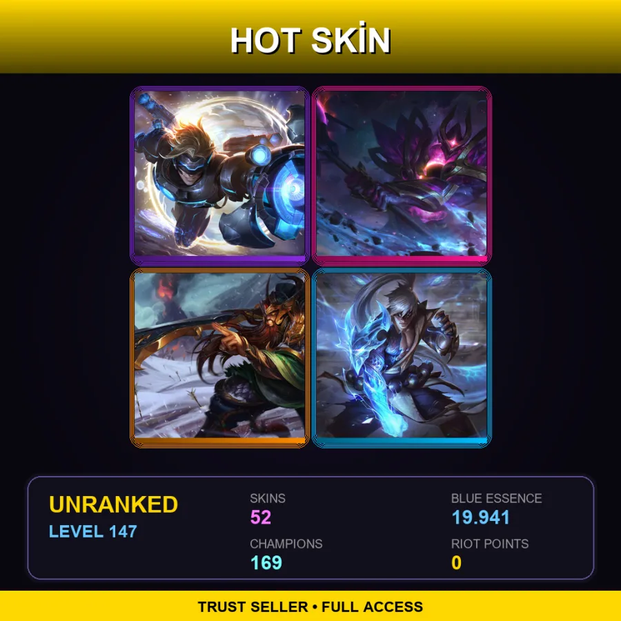VN | Lv147 | Unranked | 52 Skin | 169 Champ — Three Honors Akshan