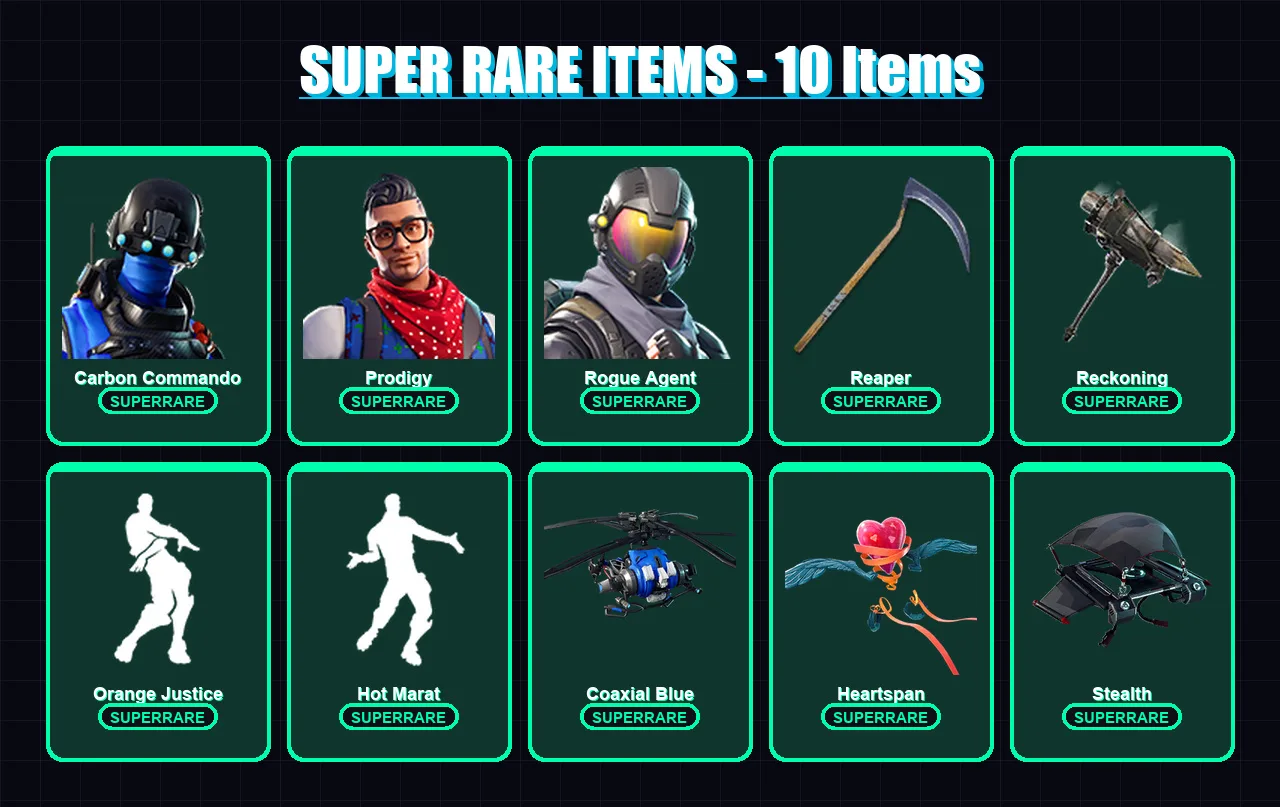 [PS4/PS5/XBOX/PC] | Carbon Commando | Prodigy | Rogue Agent | Omega | Blackheart | 71 skin | 73 pickaxe | 101 emote | 72 glider | Lv1153
