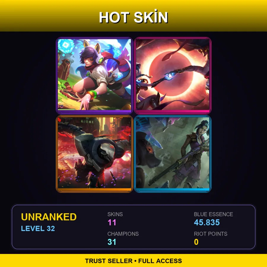 EUNE | Lv32 | Unranked | 11 Skin | 31 Champ — LoL account
