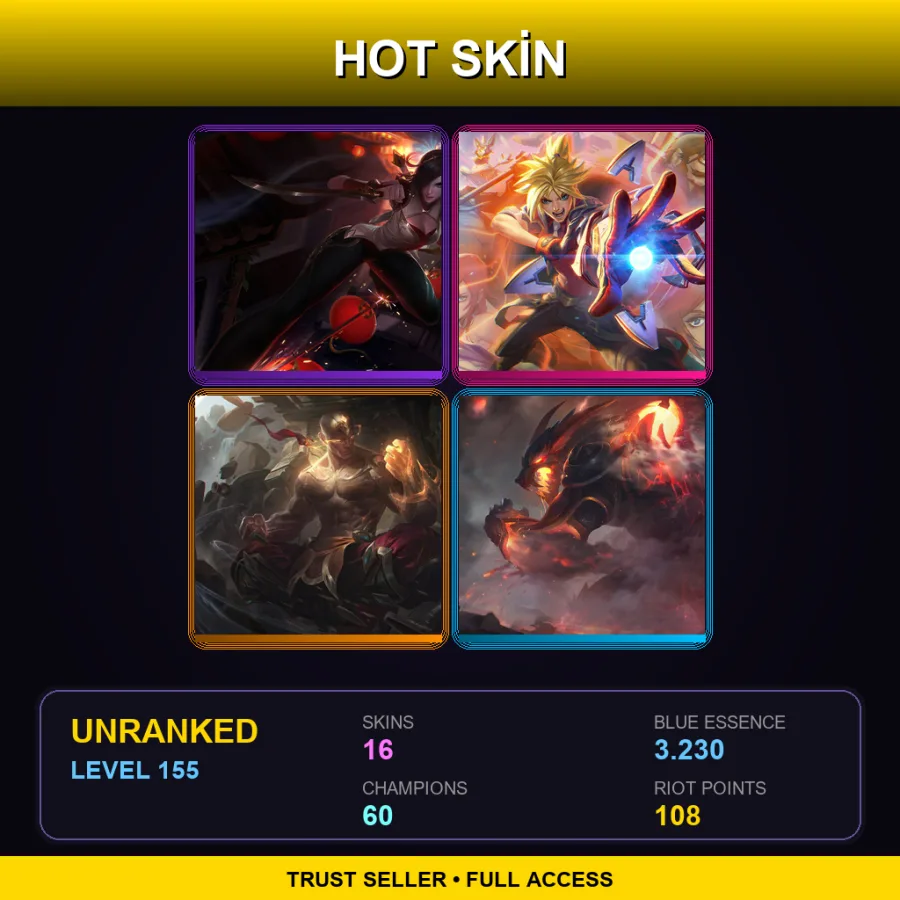 TR | Lv155 | Unranked | 16 Skin | 60 Champ