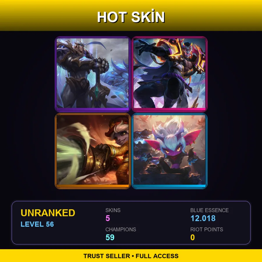 NA | Lv56 | Unranked | 5 Skin | 59 Champ