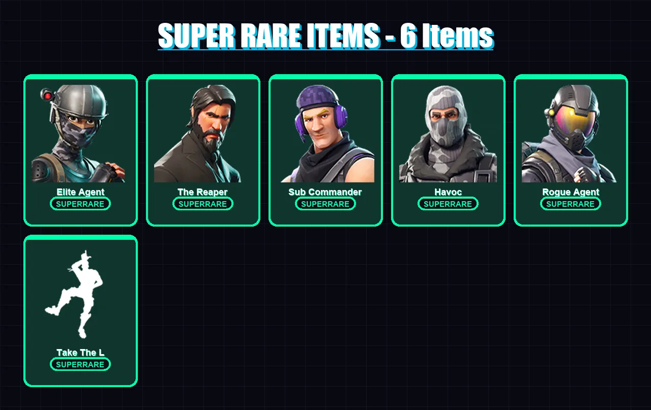 [PC/XBOX/PSN] | Elite Agent | The Reaper | Sub Commander | Havoc | Rogue Agent | 10 skin | 5 pickaxe | 8 emote | 9 glider | Lv105