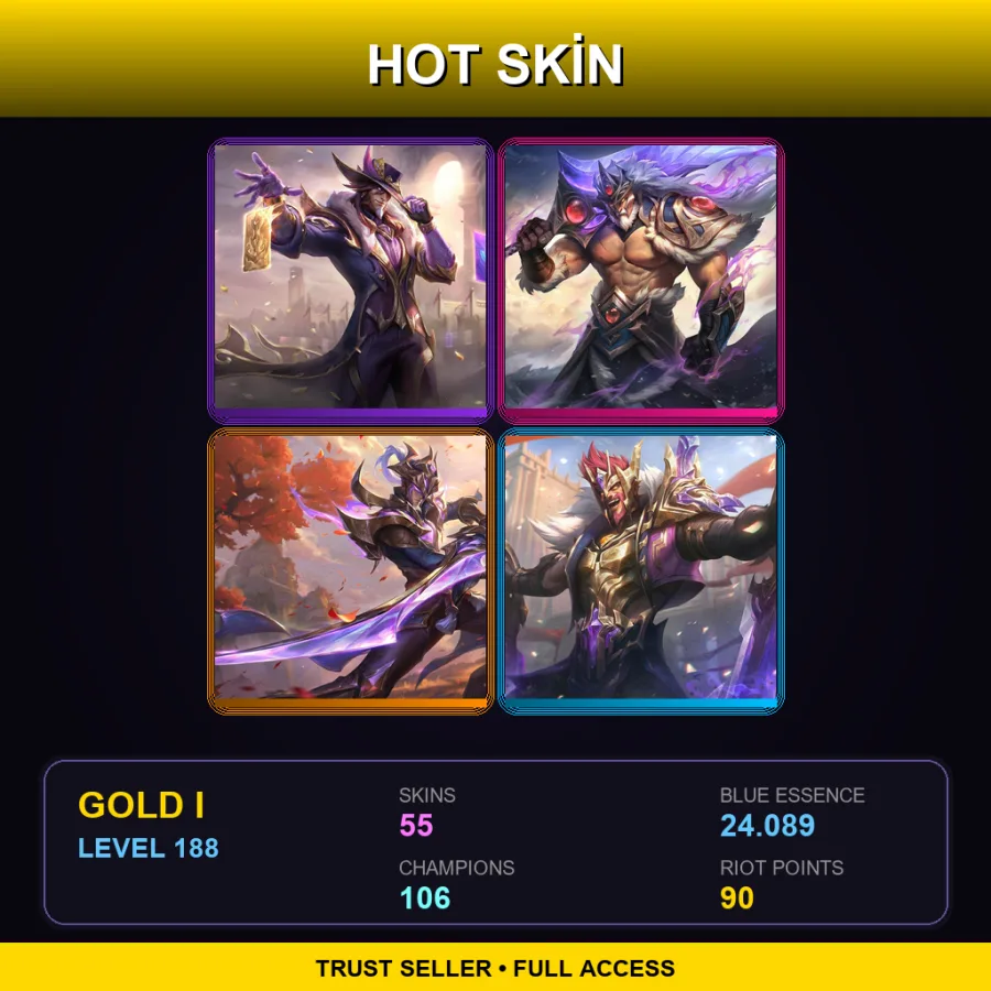 LAN | Lv188 | Gold I | 55 Skin | 106 Champ