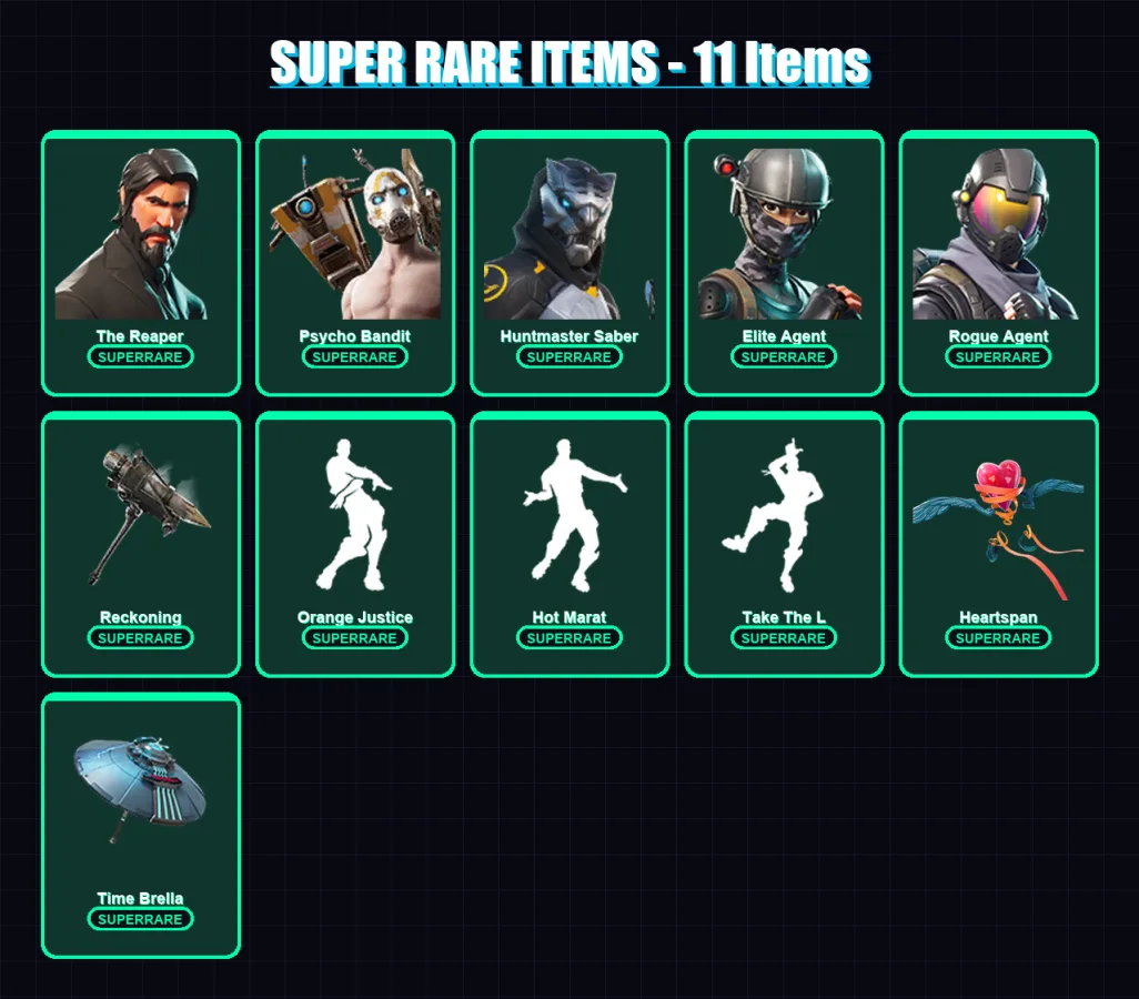 [PC/XBOX/PSN] | The Reaper | Psycho Bandit | Huntmaster Saber | Elite Agent | Rogue Agent | 126 skin | 100 pickaxe | 96 emote | 96 glider | Lv1137 — Fortnite account