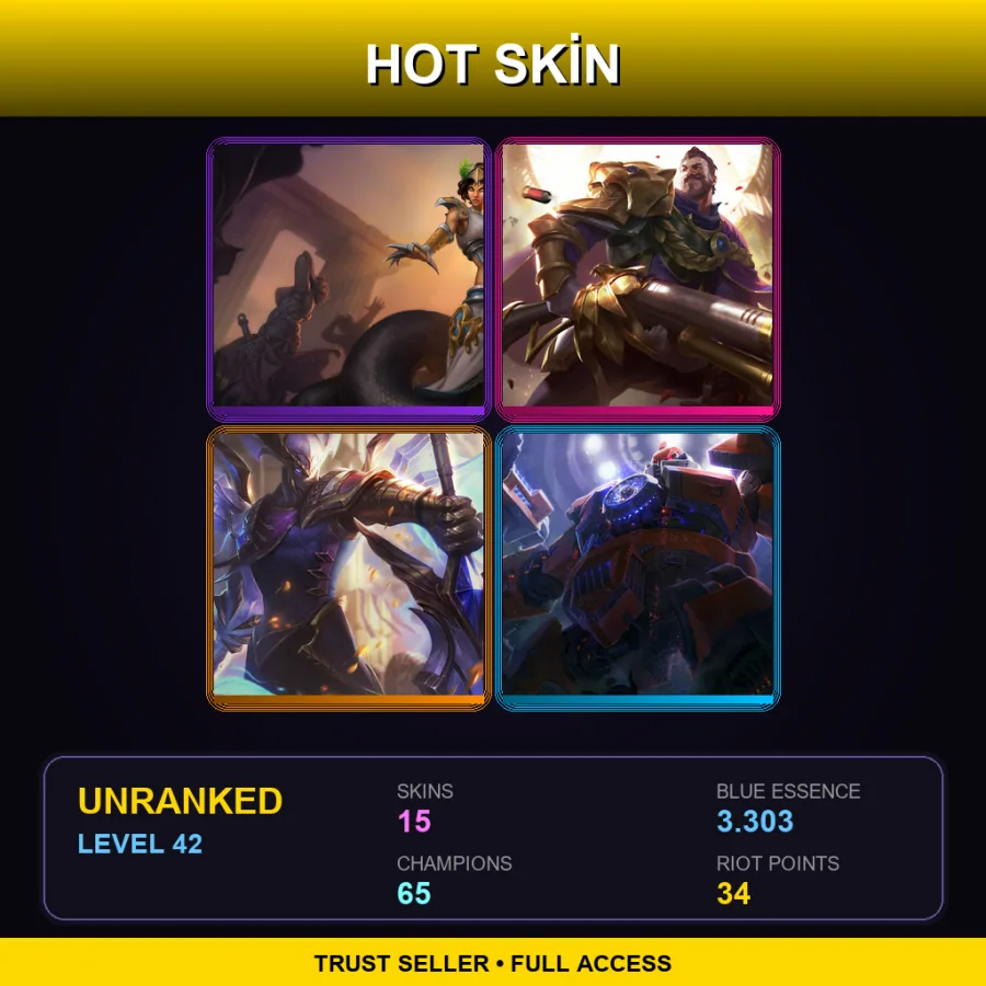 EUNE | Lv42 | Unranked | 15 Skin | 65 Champ — LoL account