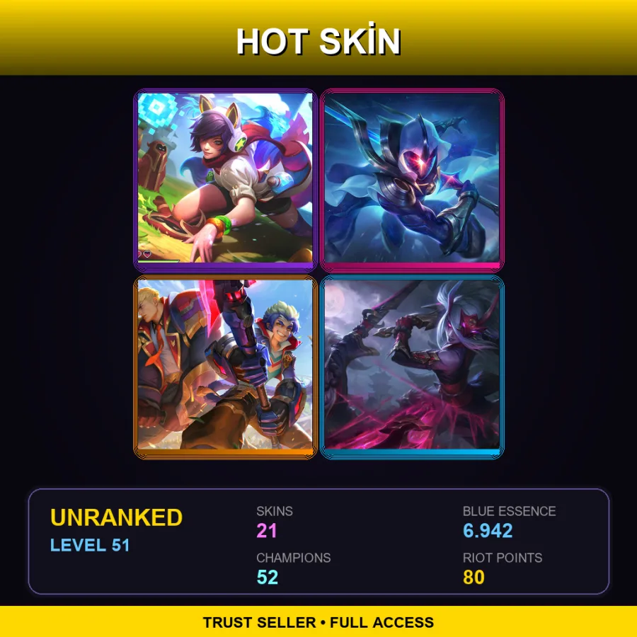 EUNE | Lv51 | Unranked | 21 Skin | 52 Champ