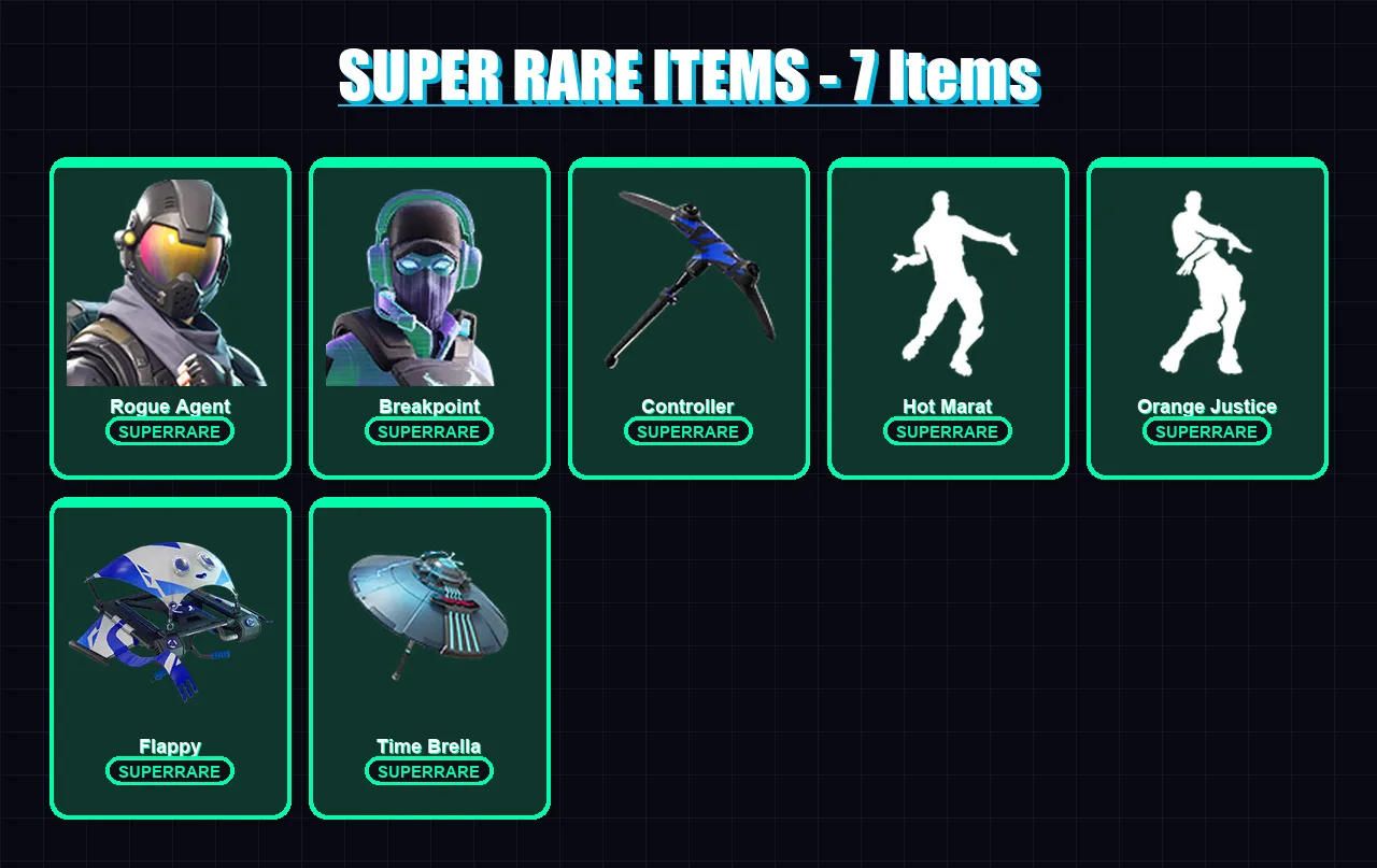 [PS4/PS5/XBOX/PC] | Rogue Agent | Breakpoint | Raz | Midas Rex | The Prisoner | 87 skin | 97 pickaxe | 85 emote | 90 glider | Lv1356