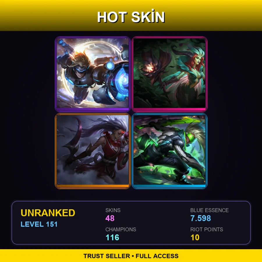 LAN | Lv151 | Unranked | 48 Skin | 116 Champ