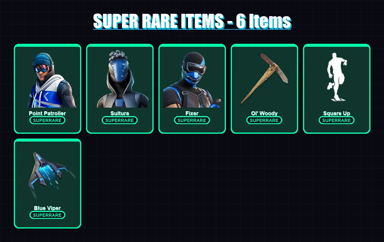 [PC/XBOX/PSN] | Point Patroller | Sultura | Fixer | Kymera | Raz | 32 skin | 34 pickaxe | 36 emote | 22 glider | Lv271