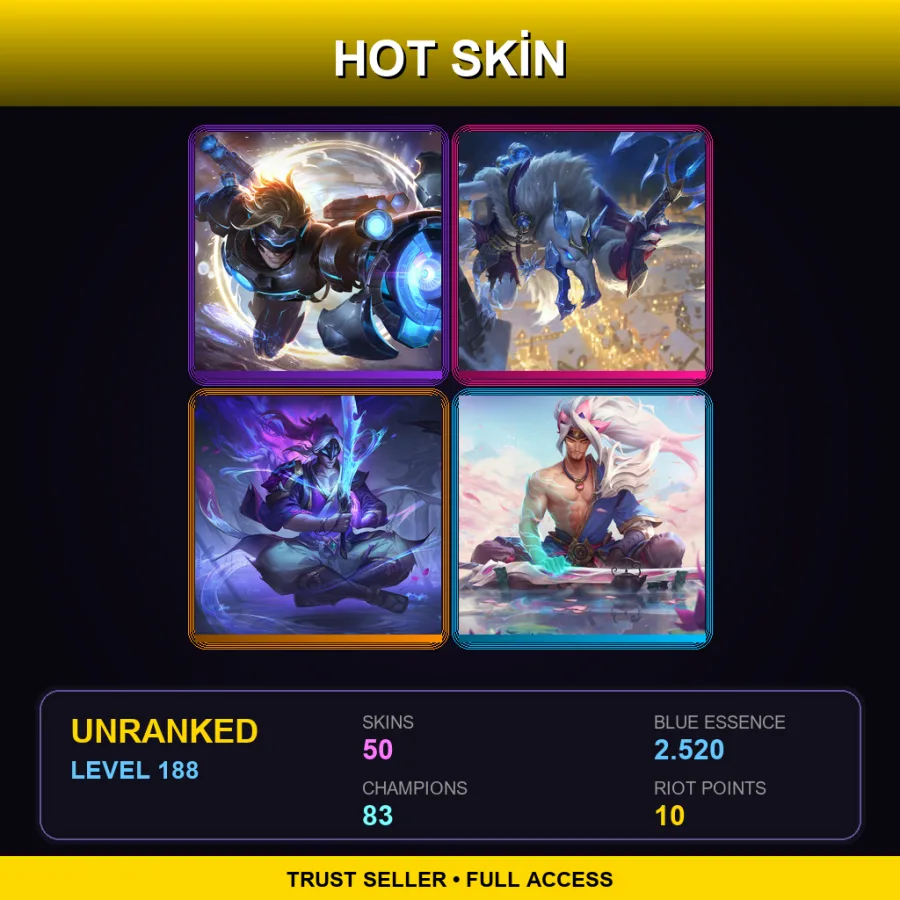 EUNE | Lv188 | Unranked | 50 Skin | 83 Champ