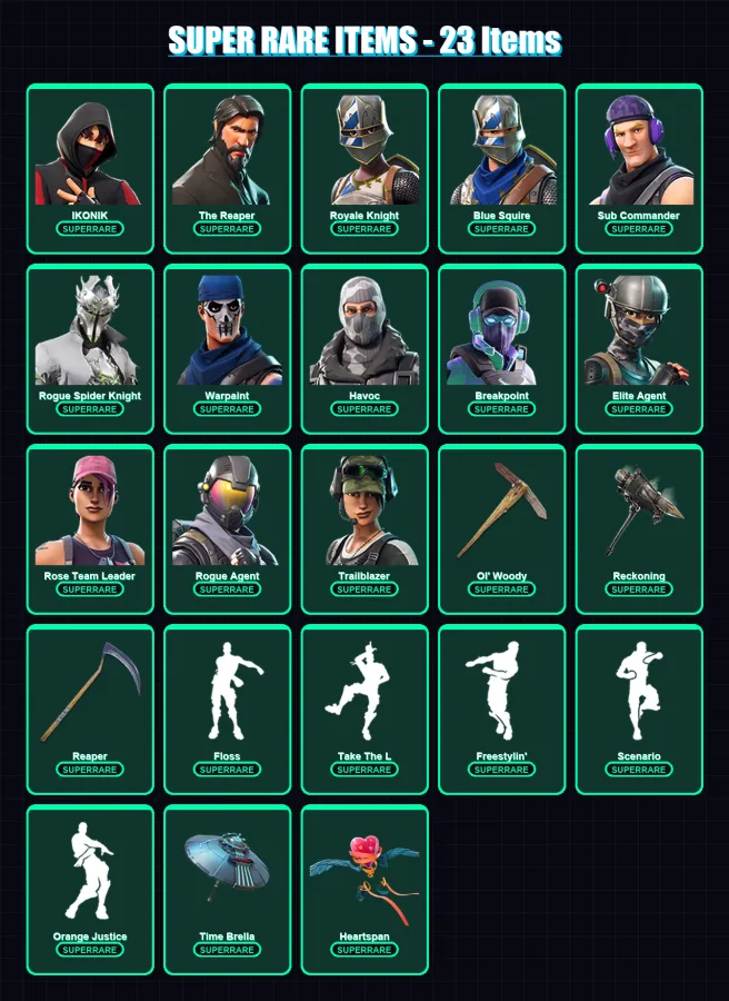 [PC/PSN] | IKONIK | The Reaper | Royale Knight | Blue Squire | Sub Commander | 130 skin | 118 pickaxe | 94 emote | 97 glider | Lv1402