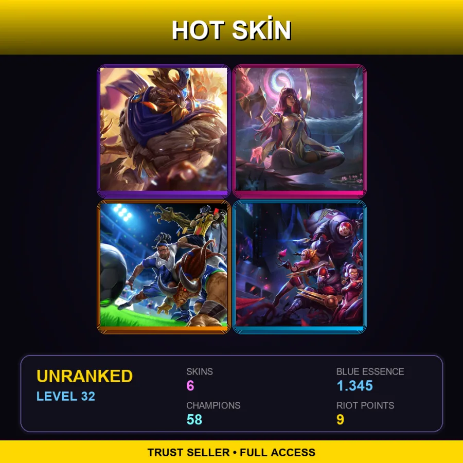 VN | Lv32 | Unranked | 6 Skin | 58 Champ