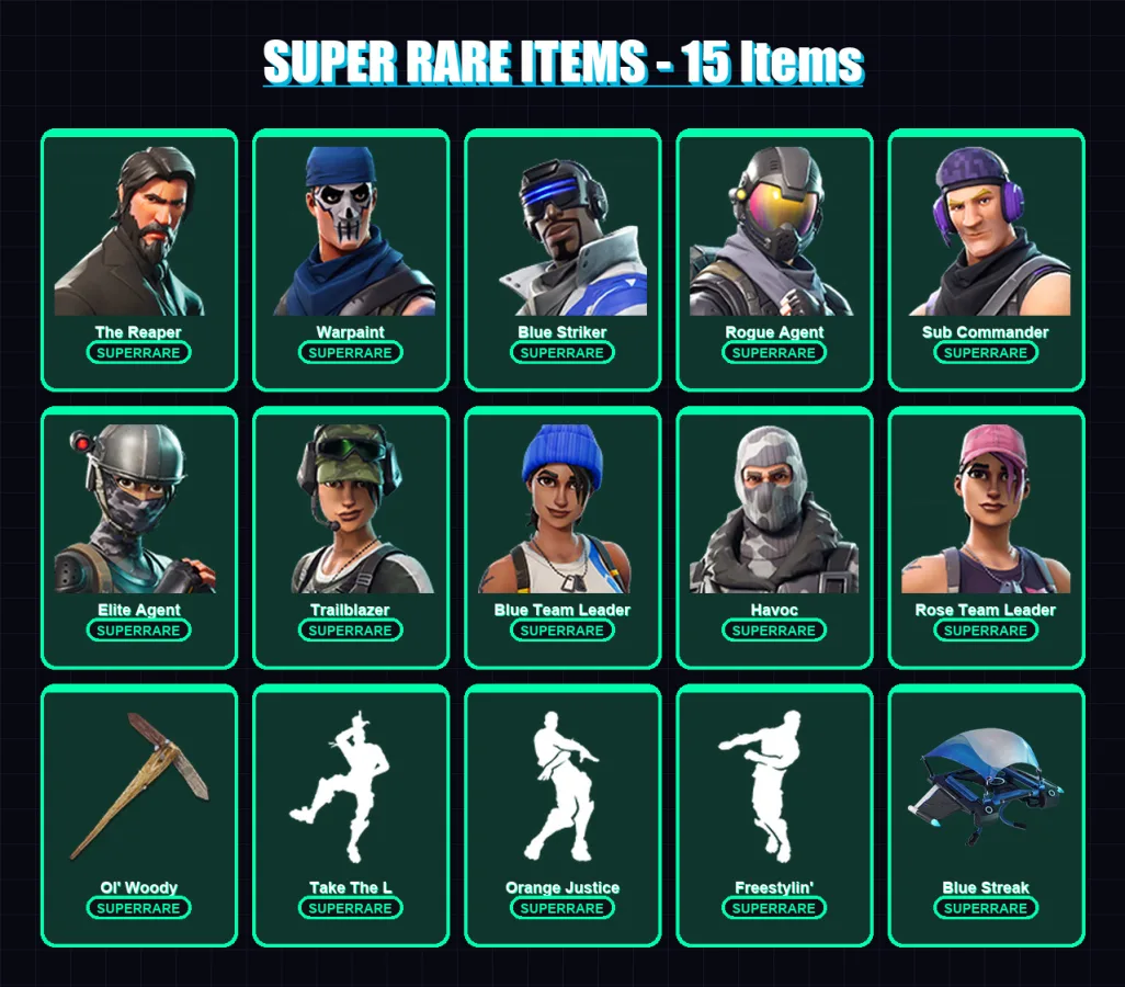 [PC/XBOX/PSN] | The Reaper | Warpaint | Blue Striker | Rogue Agent | Sub Commander | 63 skin | 45 pickaxe | 45 emote | 48 glider | Lv638 — Fortnite account