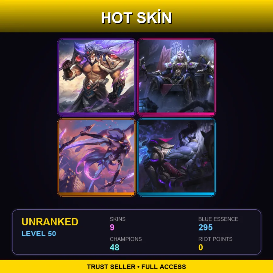 NA | Lv50 | Unranked | 9 Skin | 48 Champ