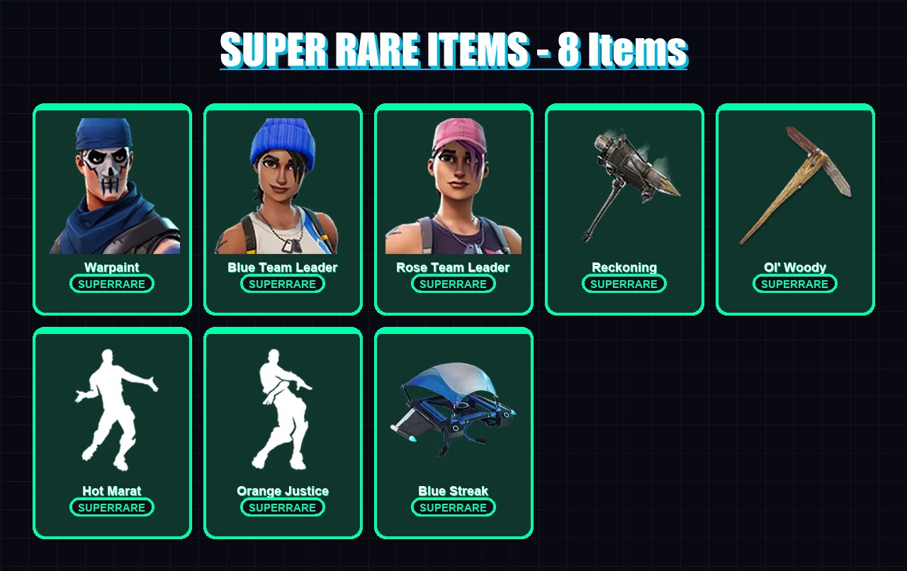 [SWITCH/XBOX/PSN/PC] | Warpaint | Blue Team Leader | Rose Team Leader | Kado Thorne | Enforcer | 46 skin | 39 pickaxe | 42 emote | 47 glider | Lv582