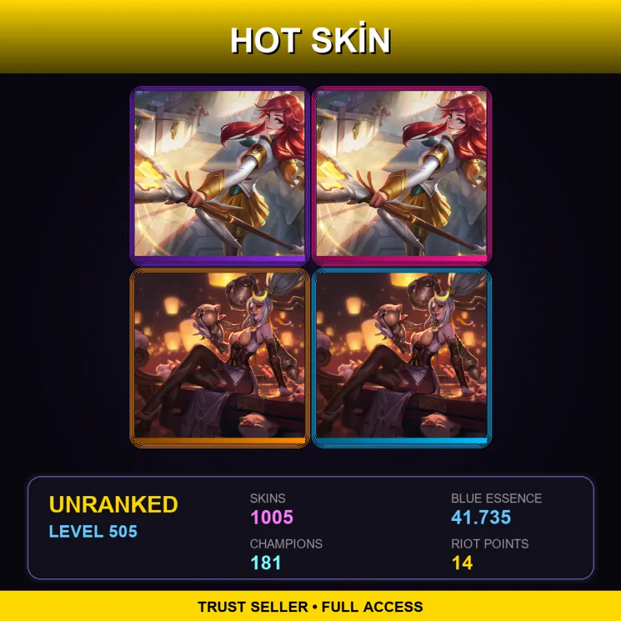 SG | Lv505 | Unranked | 1005 Skin | 181 Champ — LoL account