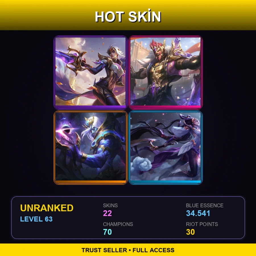 TR | Lv63 | Unranked | 22 Skin | 70 Champ