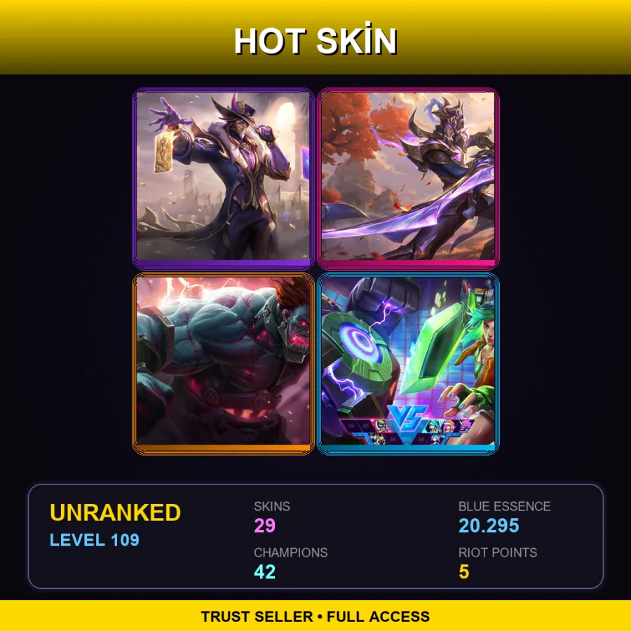 EUW | Victorious Twisted Fate | Victorious Master Yi | Hextech Sion | Arcade Riven | 29 Skin | 42 Champ | Lv109