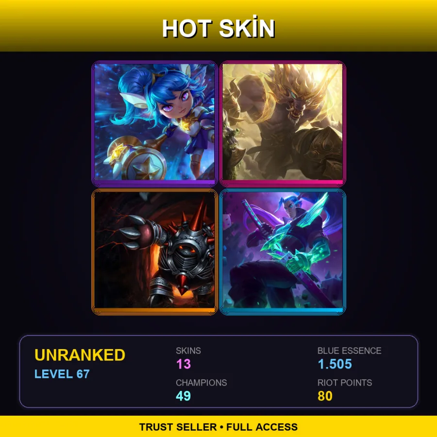 LAN | Lv67 | Unranked | 13 Skin | 49 Champ — Chrome Rammus