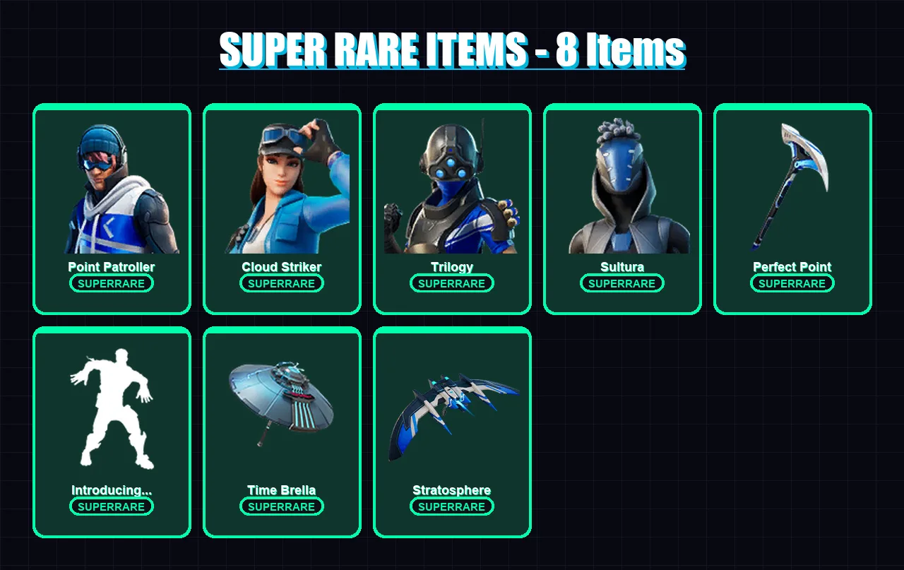 [PS4/PS5/XBOX/PC] | Point Patroller | Cloud Striker | Trilogy | Sultura | Nezumi | 215 skin | 239 pickaxe | 160 emote | 177 glider | Lv2816