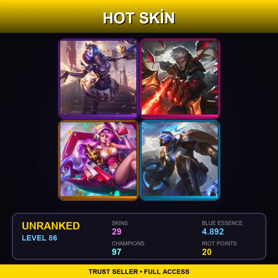 SG | Lv86 | Unranked | 29 Skin | 97 Champ — Unranked / Smurf League of Legends