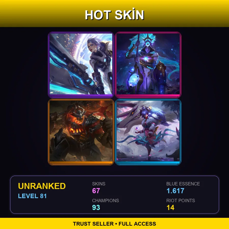 VN | Lv81 | Unranked | 67 Skin | 93 Champ — LoL account