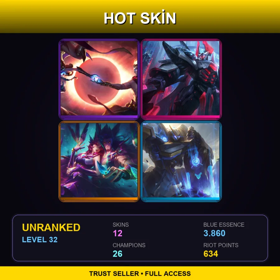 NA | Lv32 | Unranked | 12 Skin | 26 Champ