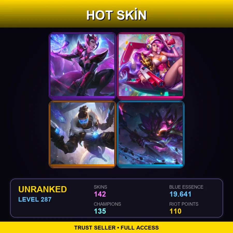 EUNE | Lv287 | Unranked | 142 Skin | 135 Champ