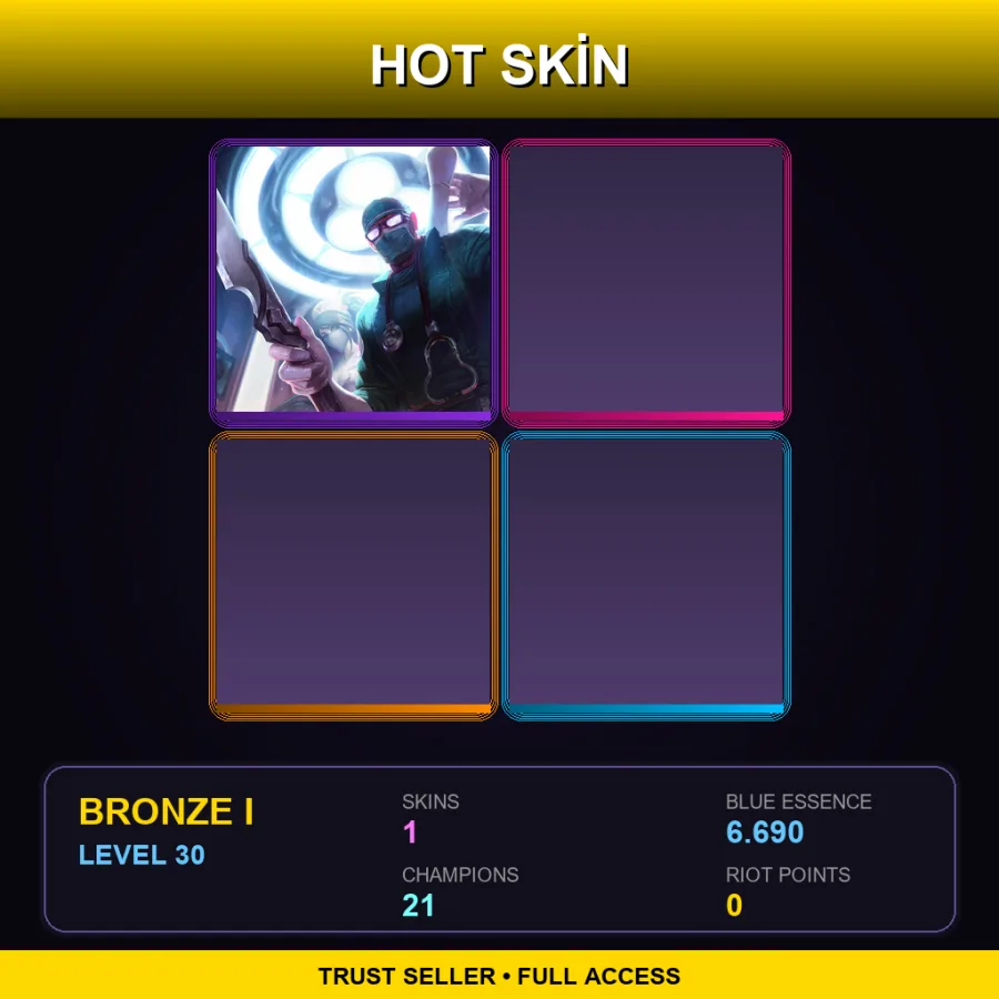 EUW | Lv30 | Bronze I | 1 Skin | 21 Champ — LoL account