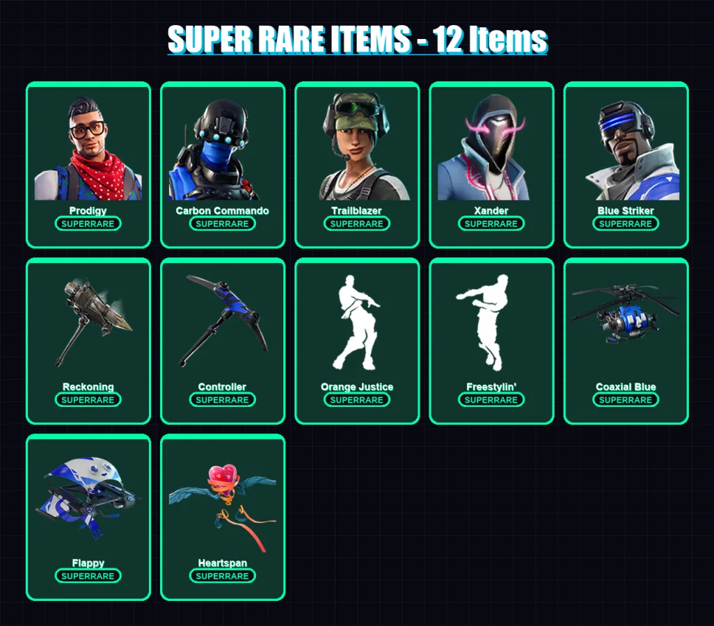 [SWITCH/XBOX/PSN/PC] | Prodigy | Carbon Commando | Trailblazer | Xander | Blue Striker | 70 skin | 88 pickaxe | 58 emote | 65 glider | Lv864