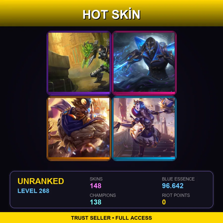 VN | Lv268 | Unranked | 148 Skin | 138 Champ — LoL account