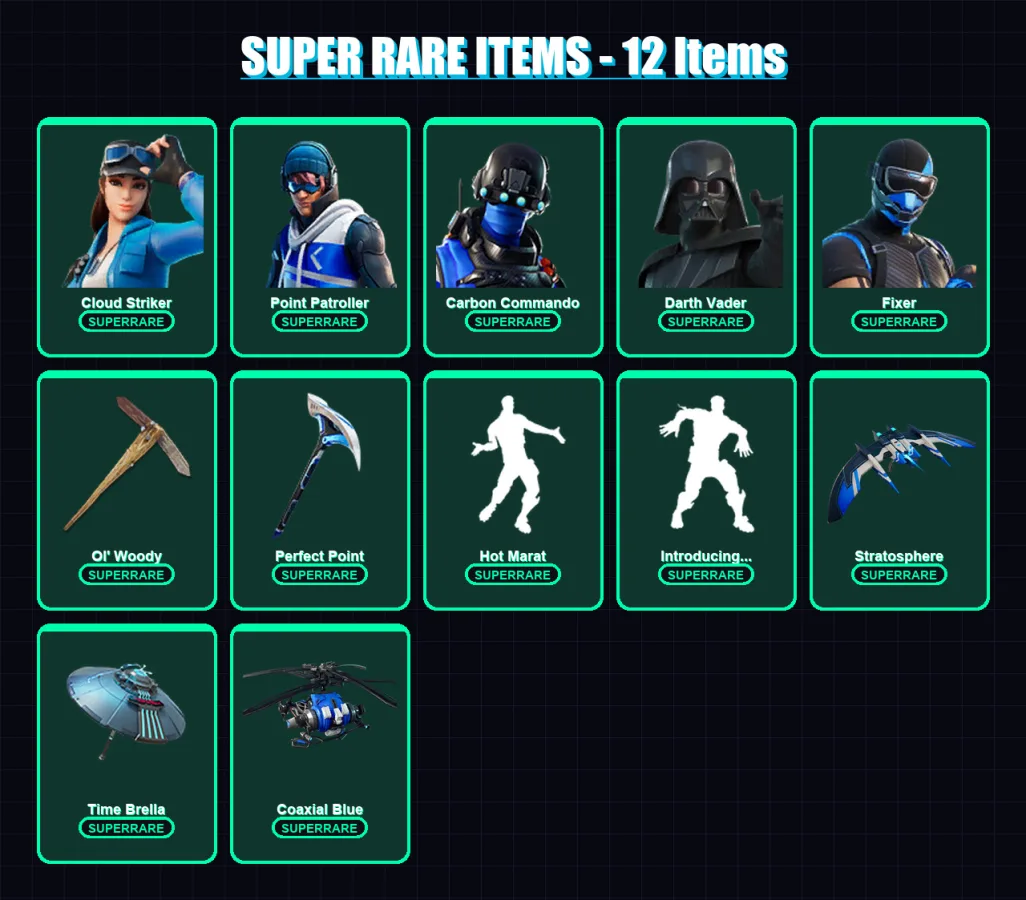 [PC/XBOX/PSN] | Cloud Striker | Point Patroller | Carbon Commando | Darth Vader | Fixer | 61 skin | 129 pickaxe | 84 emote | 121 glider | Lv2174