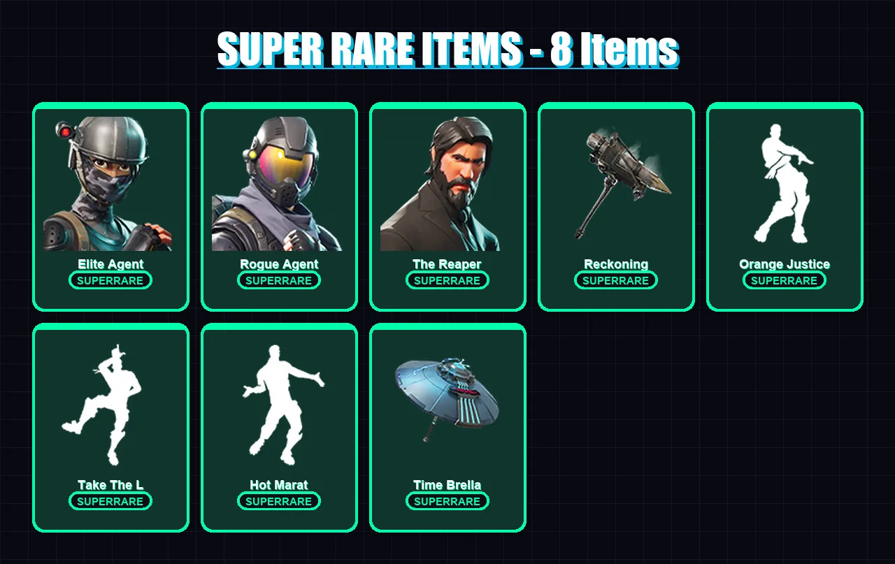 [PS4/PS5/XBOX/PC] | Elite Agent | Rogue Agent | The Reaper | Dark Voyager | Calamity | 34 skin | 65 pickaxe | 56 emote | 59 glider | Lv1047 — Game account